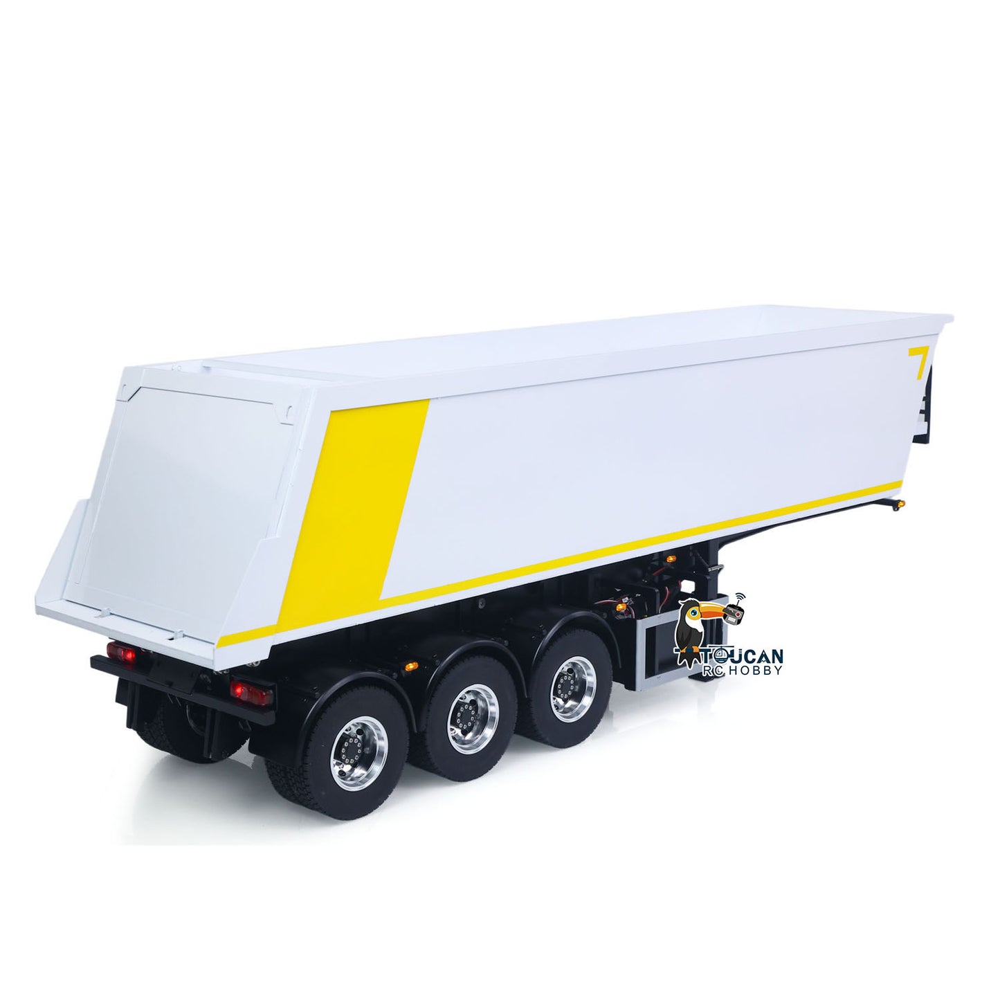 TOUCAN RC HOBBY 3 Axles Stainless Steel Hydraulic Semi Trailer W/ Supported Leg Light System for 1/14 DIY Tamiya Remote Control Tractor Truck