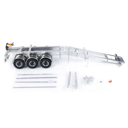 MODO Metal 3 Axles Trailer for 40 Feet Container Fifth Wheel with King Pin Mudflap for 1/14 RC Tractor Truck Engineer Vehicles Dumper DIY Parts