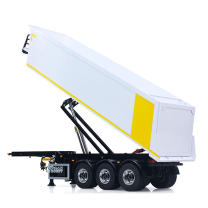 TOUCAN RC HOBBY 3 Axles Stainless Steel Hydraulic Semi Trailer W/ Supported Leg Light System for 1/14 DIY Tamiya Remote Control Tractor Truck
