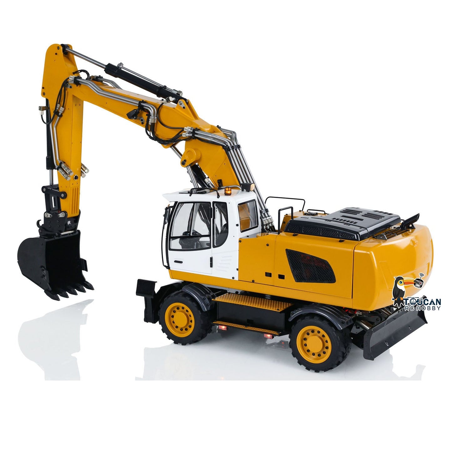 TOUCAN RC HOBBY MTModel 946-3 Metal 1/14 RC Hydraulic Excavator Grab 8-ways Reserving Valves Sound System Lights Ripper for Digger Model Enthusiasts