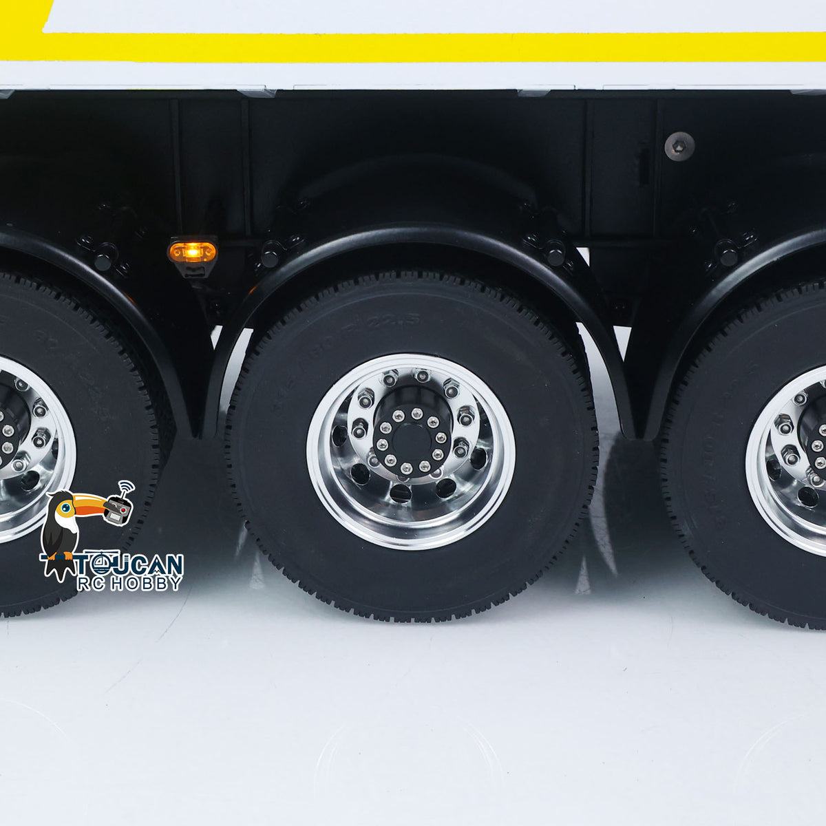 TOUCAN RC HOBBY 3 Axles Stainless Steel Hydraulic Semi Trailer W/ Supported Leg Light System for 1/14 DIY Tamiya Remote Control Tractor Truck