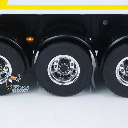TOUCAN RC HOBBY 3 Axles Stainless Steel Hydraulic Semi Trailer W/ Supported Leg Light System for 1/14 DIY Tamiya Remote Control Tractor Truck