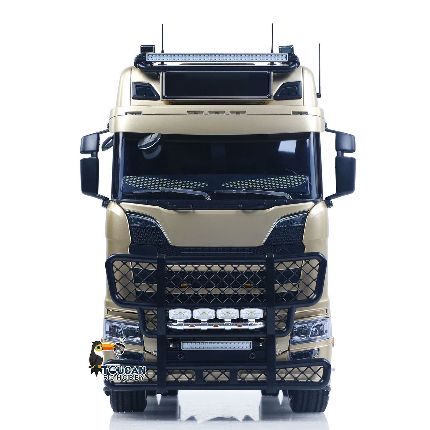 Plastic 1/14 RC Tractor Truck 56379 Remote Control Construction Vehicle Customized by Toucanhobby 4X2 Chassis 3Speed Gearbox Flowing Water Light Smoke Unit ST8 Radio RTR