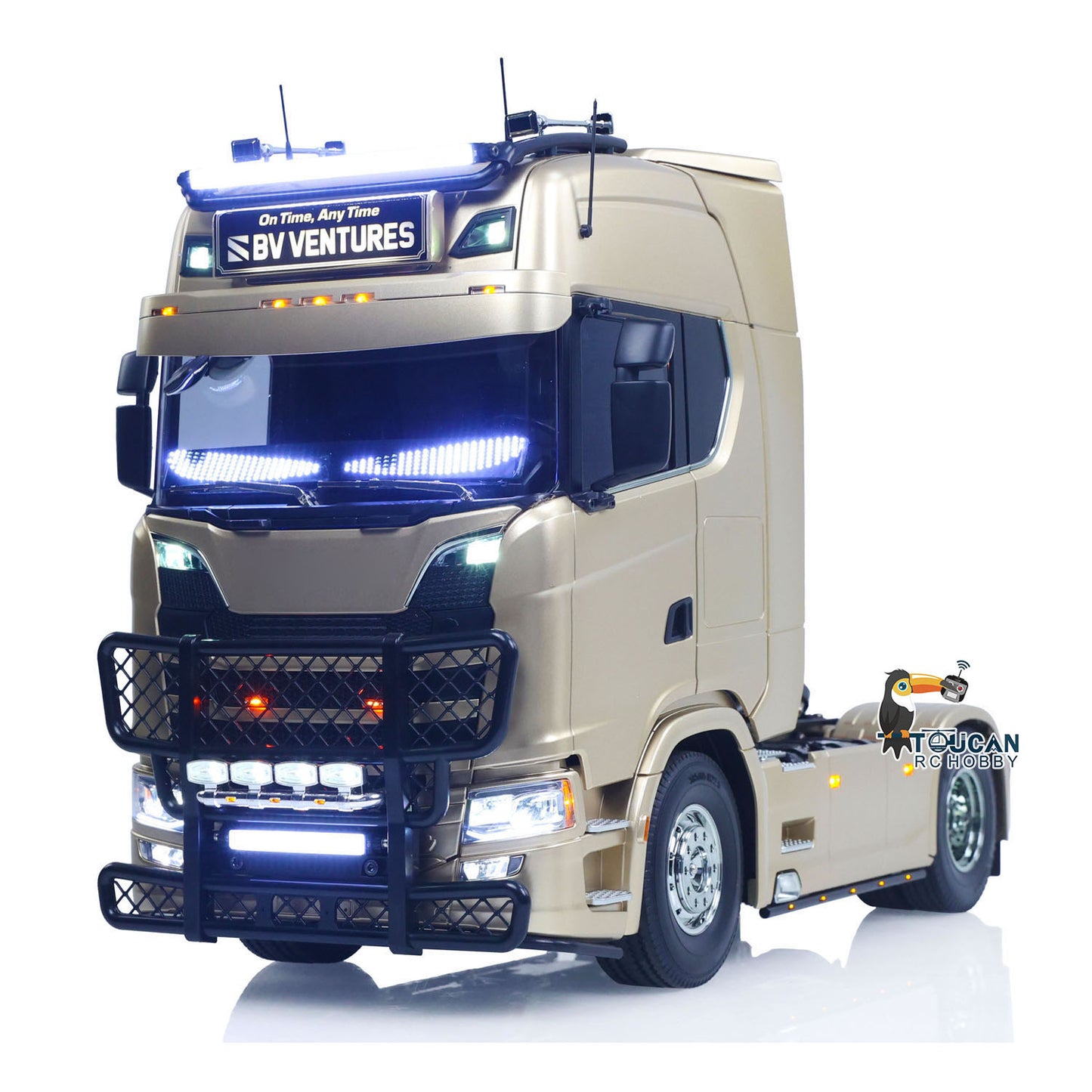 In Stock Plastic 1/14 RC Tractor Truck 56379 Remote Control Construction Vehicle Customized by Toucanhobby 4X2 TAMIYA Chassis 3Speed Gearbox Flowing Water Light Smoke Unit ST8 Radio RTR