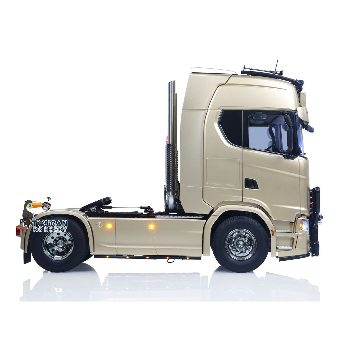 In Stock Plastic 1/14 RC Tractor Truck 56379 Remote Control Construction Vehicle Customized by Toucanhobby 4X2 TAMIYA Chassis 3Speed Gearbox Flowing Water Light Smoke Unit ST8 Radio RTR