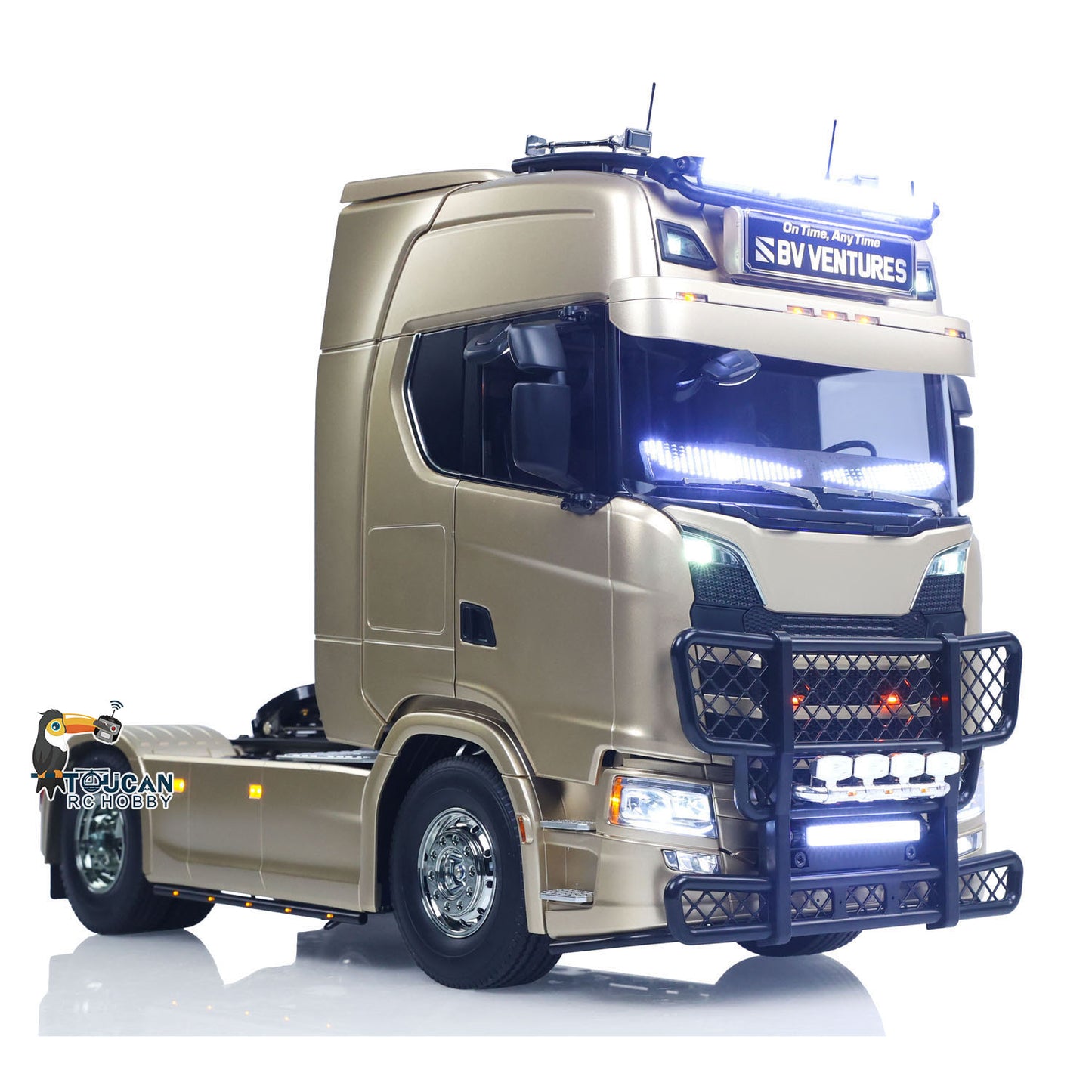 In Stock Plastic 1/14 RC Tractor Truck 56379 Remote Control Construction Vehicle Customized by Toucanhobby 4X2 TAMIYA Chassis 3Speed Gearbox Flowing Water Light Smoke Unit ST8 Radio RTR