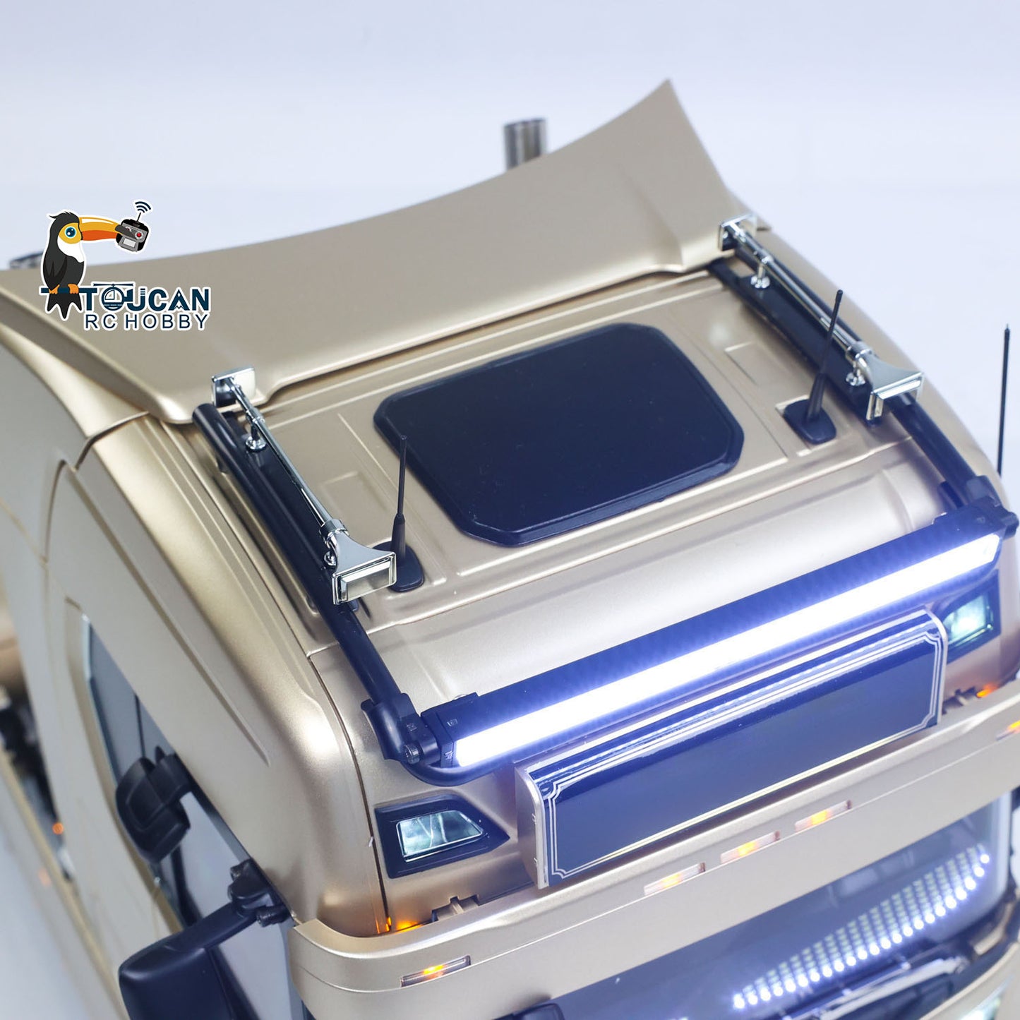 Plastic 1/14 RC Tractor Truck 56379 Remote Control Construction Vehicle Customized by Toucanhobby 4X2 Chassis 3Speed Gearbox Flowing Water Light Smoke Unit ST8 Radio RTR