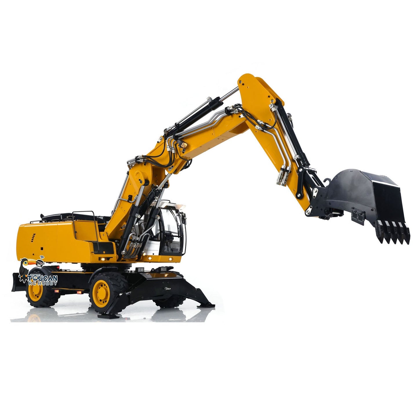 TOUCAN RC HOBBY MTModel 946-3 1/14 Metal RC Hydraulic Excavator Clamshell Bucket 8-ways Reserving Valves Ripper Sound Light for Model Enthusiasts