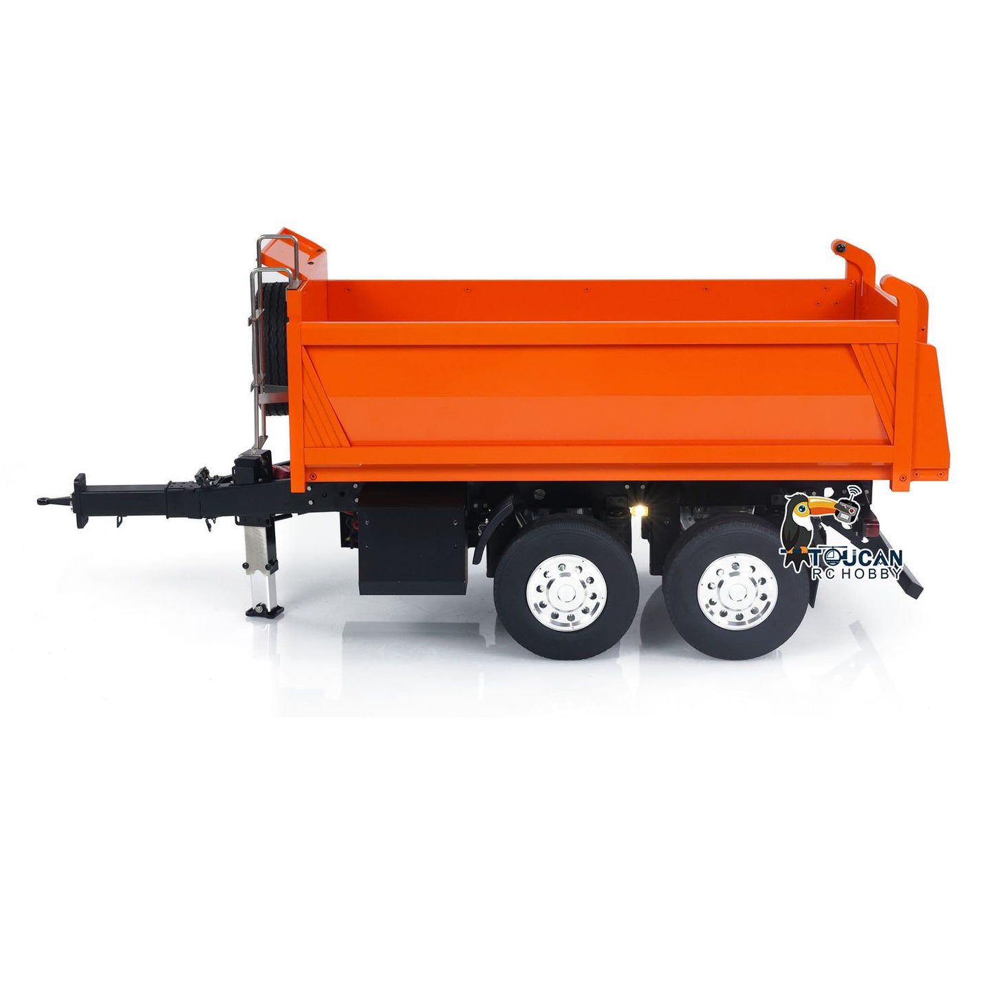 LESU A0051-C 1/14 Metal Full Dump Trailer 2-Axle Heavy Haul Transport Vehicle Electric Landing Legs LED Lights for RC Tractor Truck DIY Models for Model Enthusiast