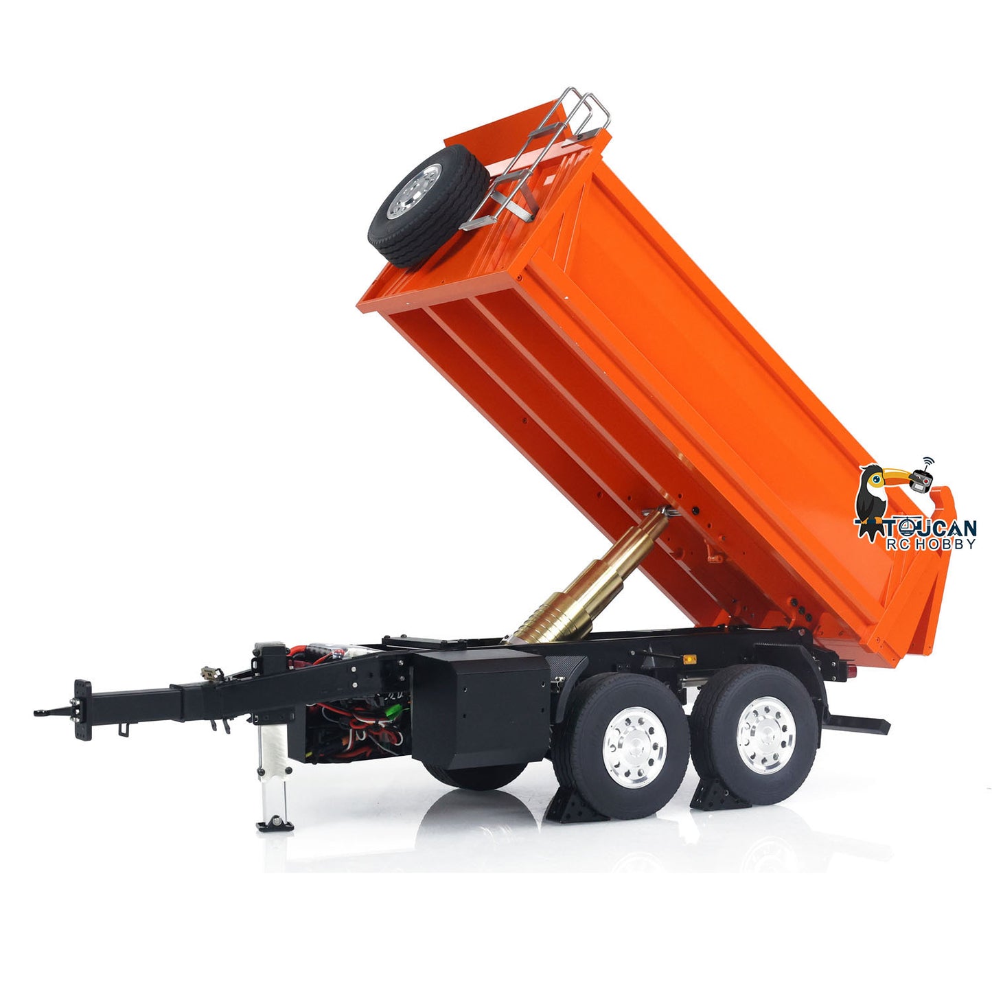 LESU A0051-C 1/14 Metal Full Dump Trailer 2-Axle Heavy Haul Transport Vehicle Electric Landing Legs LED Lights for RC Tractor Truck DIY Models for Model Enthusiast