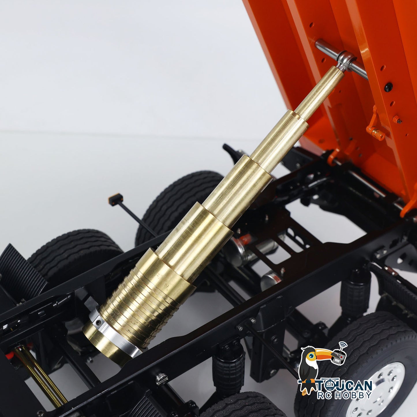 LESU A0051-C 1/14 Metal Full Dump Trailer 2-Axle Heavy Haul Transport Vehicle Electric Landing Legs LED Lights for RC Tractor Truck DIY Models for Model Enthusiast