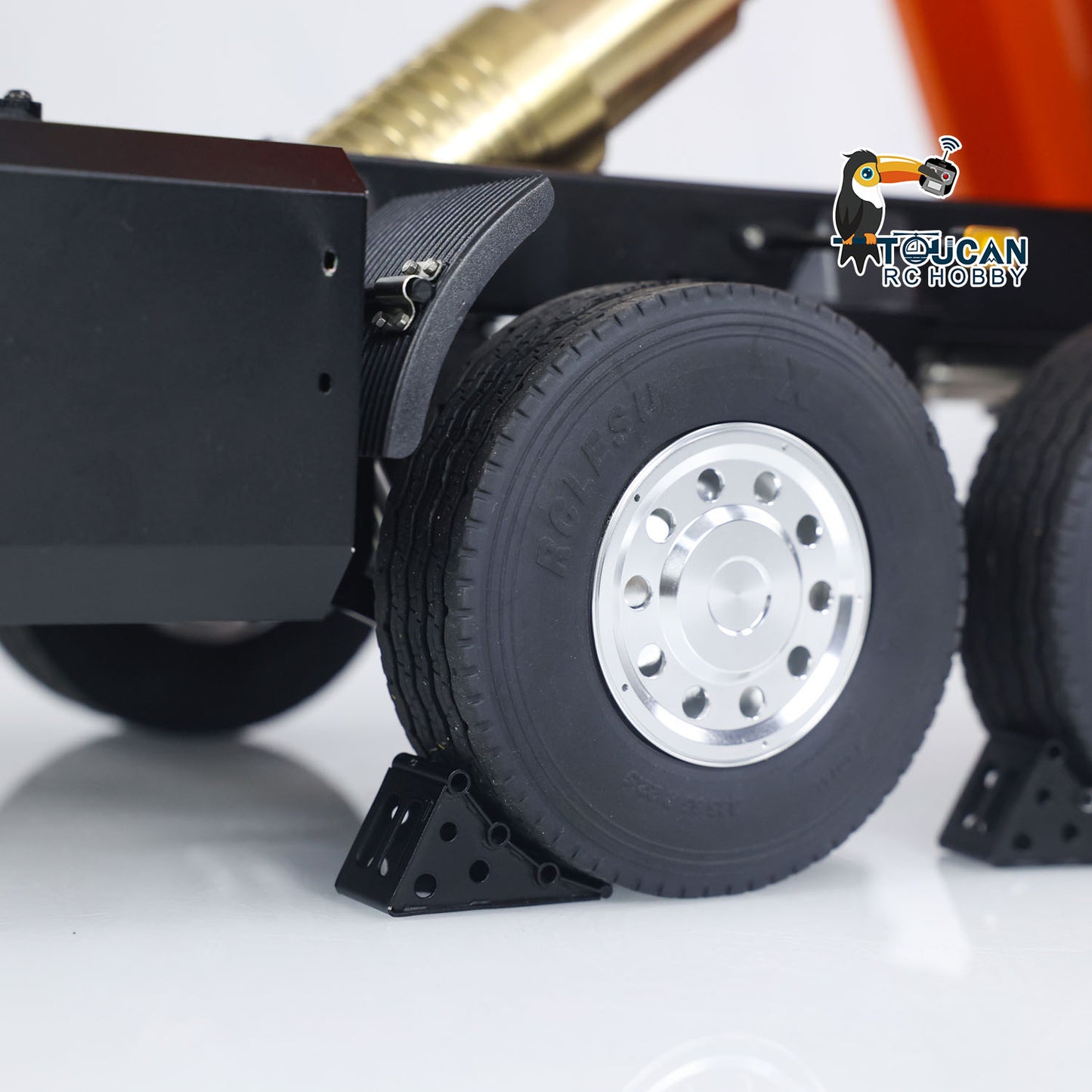 LESU A0051-C 1/14 Metal Full Dump Trailer 2-Axle Heavy Haul Transport Vehicle Electric Landing Legs LED Lights for RC Tractor Truck DIY Models for Model Enthusiast