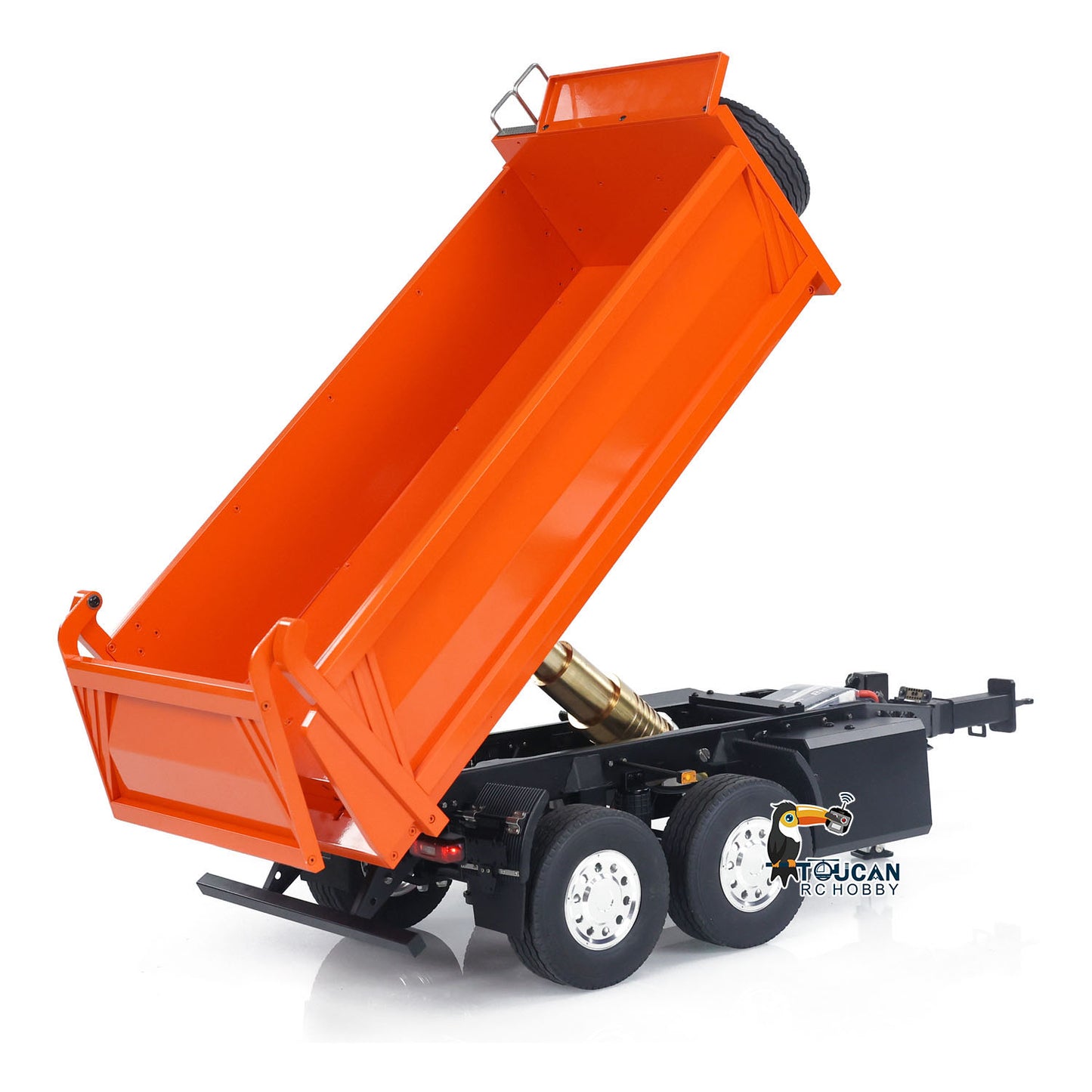 LESU A0051-C 1/14 Metal Full Dump Trailer 2-Axle Heavy Haul Transport Vehicle Electric Landing Legs LED Lights for RC Tractor Truck DIY Models for Model Enthusiast