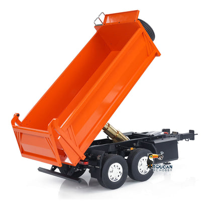 LESU A0051-C 1/14 Metal Full Dump Trailer 2-Axle Heavy Haul Transport Vehicle Electric Landing Legs LED Lights for RC Tractor Truck DIY Models for Model Enthusiast