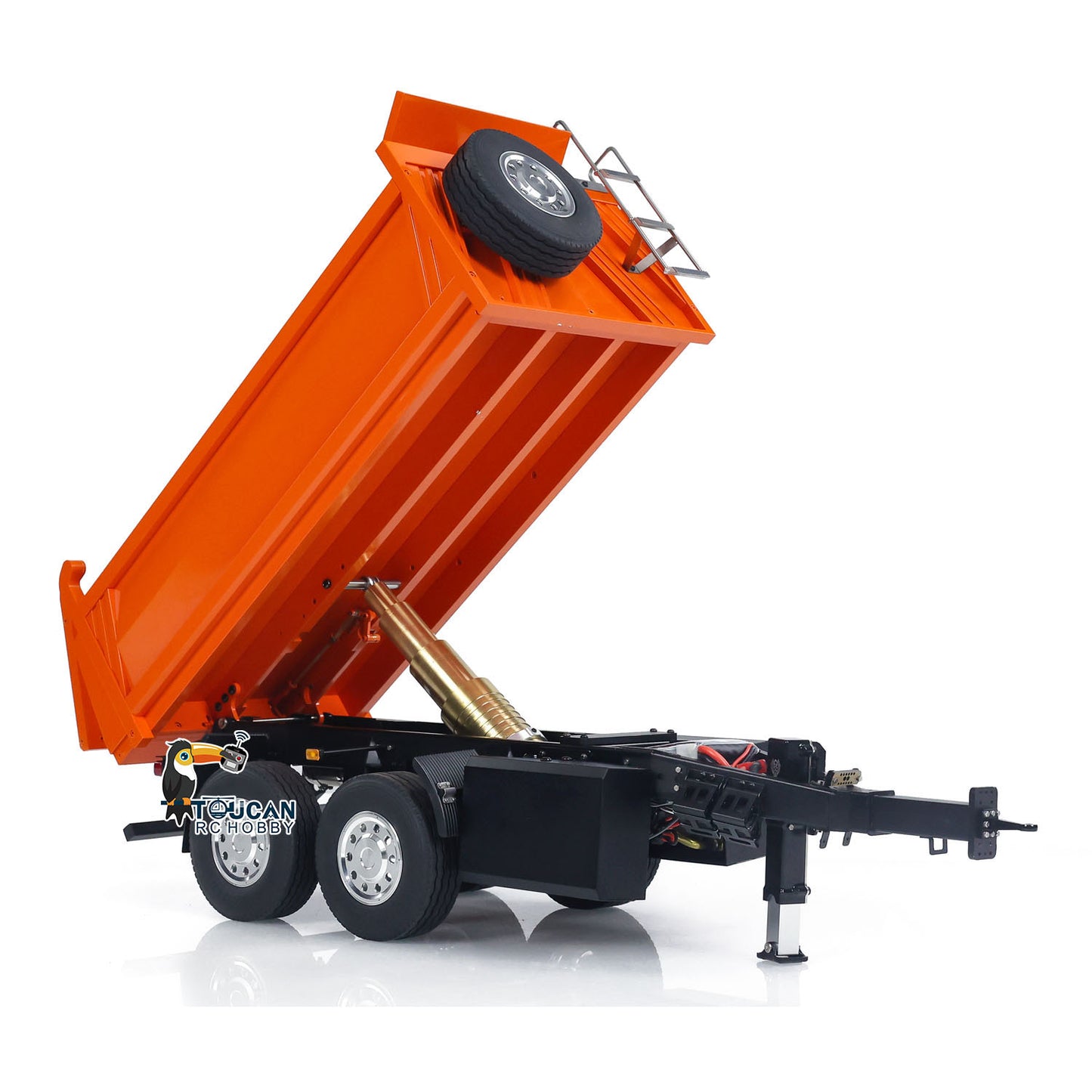LESU A0051-C 1/14 Metal Full Dump Trailer 2-Axle Heavy Haul Transport Vehicle Electric Landing Legs LED Lights for RC Tractor Truck DIY Models for Model Enthusiast