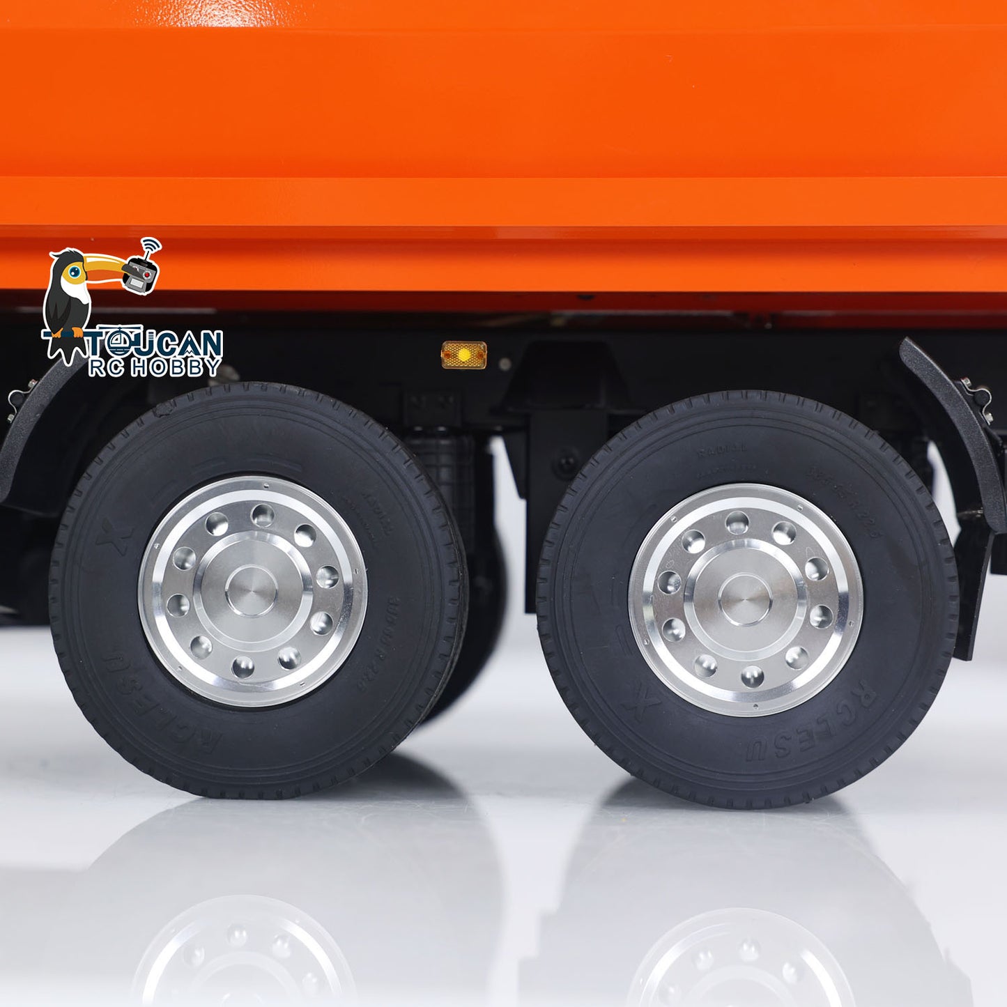 LESU A0051-C 1/14 Metal Full Dump Trailer 2-Axle Heavy Haul Transport Vehicle Electric Landing Legs LED Lights for RC Tractor Truck DIY Models for Model Enthusiast