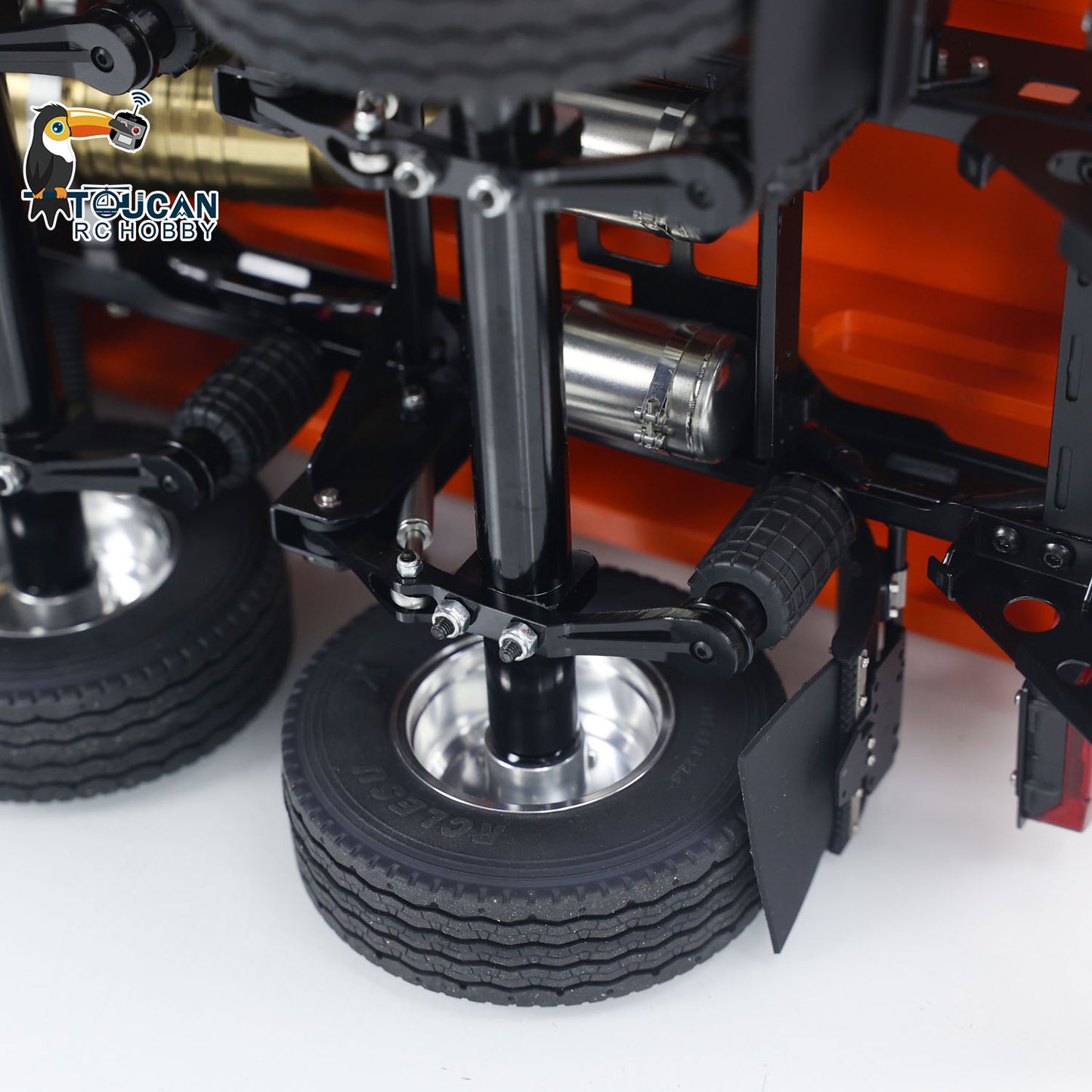 LESU A0051-C 1/14 Metal Full Dump Trailer 2-Axle Heavy Haul Transport Vehicle Electric Landing Legs LED Lights for RC Tractor Truck DIY Models for Model Enthusiast