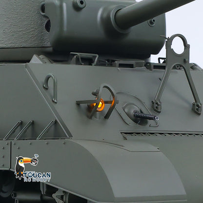 TOUCAN RC HOBBY HHRC Sherman M4A3 1/16 RC Tank Upgraded Side Skirts Infrared System Barrel Elevation Smoke Unit Metal Chassis Gearbox 360 Degrees Turret