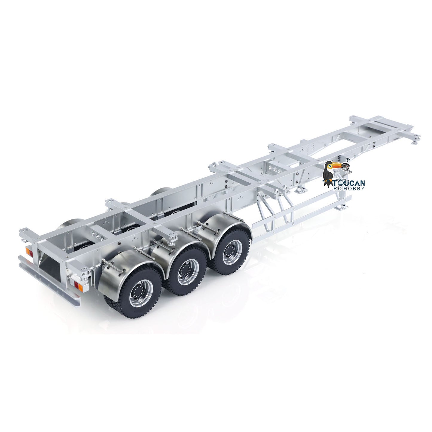 MODO Metal 3 Axles Trailer for 40 Feet Container Fifth Wheel with King Pin Mudflap for 1/14 RC Tractor Truck Engineer Vehicles Dumper DIY Parts