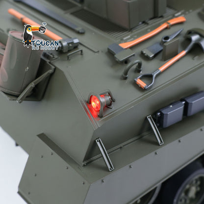 TOUCAN RC HOBBY HHRC Sherman M4A3 1/16 RC Tank Upgraded Side Skirts Infrared System Barrel Elevation Smoke Unit Metal Chassis Gearbox 360 Degrees Turret