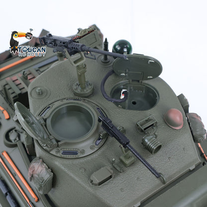 TOUCAN RC HOBBY HHRC Sherman M4A3 1/16 RC Tank Upgraded Side Skirts Infrared System Barrel Elevation Smoke Unit Metal Chassis Gearbox 360 Degrees Turret