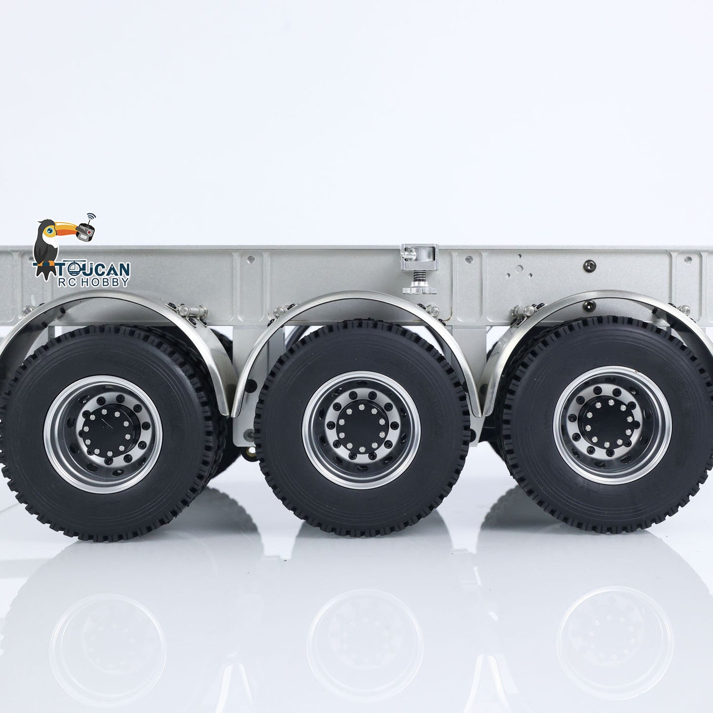 MODO Metal 3 Axles Trailer for 40 Feet Container Fifth Wheel with King Pin Mudflap for 1/14 RC Tractor Truck Engineer Vehicles Dumper DIY Parts