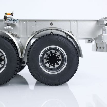 MODO Metal 3 Axles Trailer for 40 Feet Container Fifth Wheel with King Pin Mudflap for 1/14 RC Tractor Truck Engineer Vehicles Dumper DIY Parts