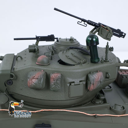 TOUCAN RC HOBBY HHRC Sherman M4A3 1/16 RC Tank Upgraded Side Skirts Infrared System Barrel Elevation Smoke Unit Metal Chassis Gearbox 360 Degrees Turret