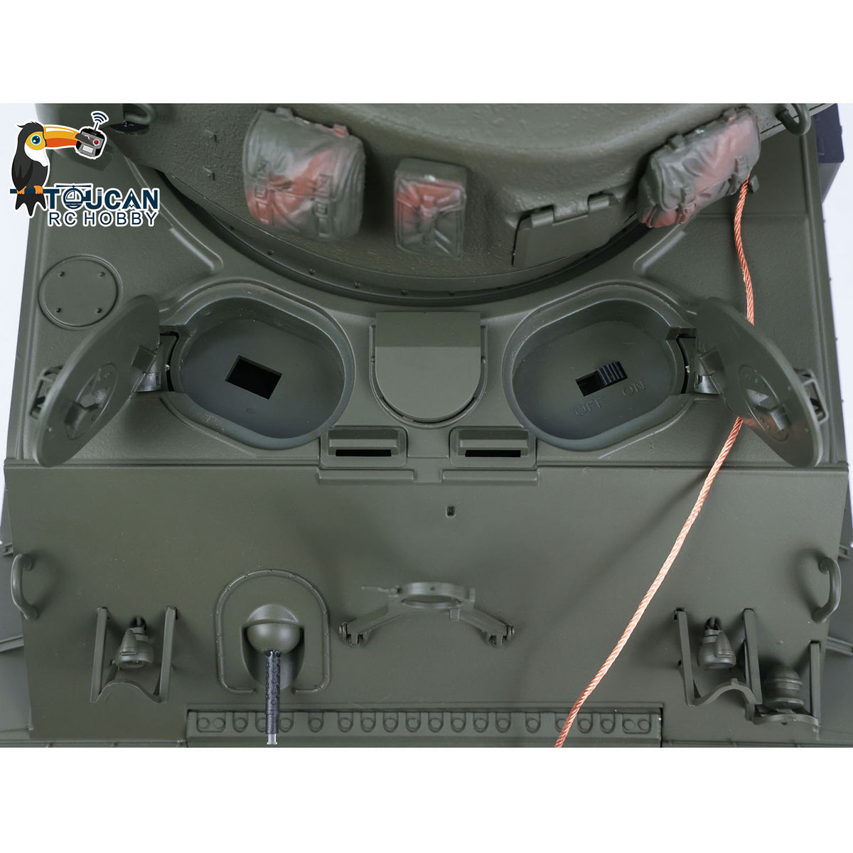 TOUCAN RC HOBBY HHRC Sherman M4A3 1/16 RC Tank Upgraded Side Skirts Infrared System Barrel Elevation Smoke Unit Metal Chassis Gearbox 360 Degrees Turret