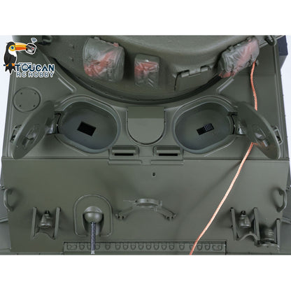 TOUCAN RC HOBBY HHRC Sherman M4A3 1/16 RC Tank Upgraded Side Skirts Infrared System Barrel Elevation Smoke Unit Metal Chassis Gearbox 360 Degrees Turret