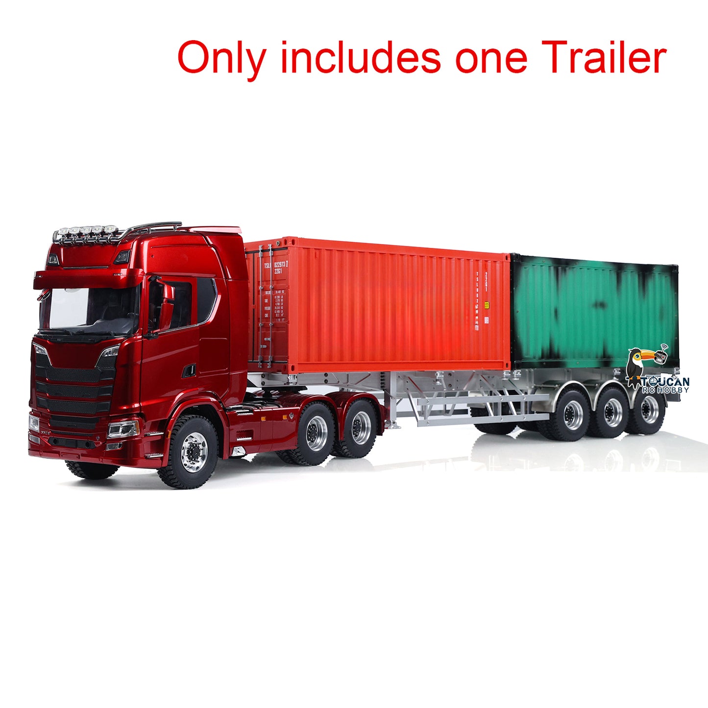 MODO Metal 3 Axles Trailer for 40 Feet Container Fifth Wheel with King Pin Mudflap for 1/14 RC Tractor Truck Engineer Vehicles Dumper DIY Parts