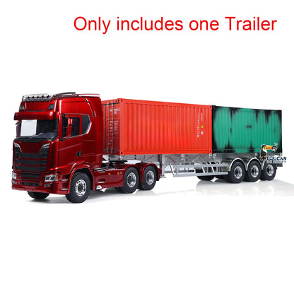 MODO Metal 3 Axles Trailer for 40 Feet Container Fifth Wheel with King Pin Mudflap for 1/14 RC Tractor Truck Engineer Vehicles Dumper DIY Parts