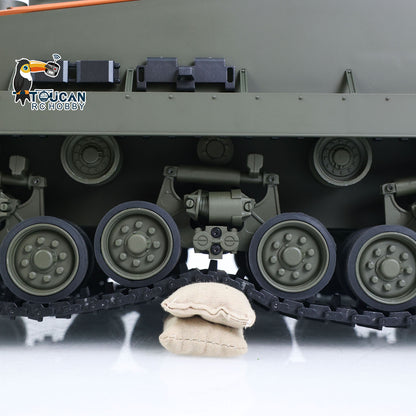 TOUCAN RC HOBBY HHRC Sherman M4A3 1/16 RC Tank Upgraded Side Skirts Infrared System Barrel Elevation Smoke Unit Metal Chassis Gearbox 360 Degrees Turret