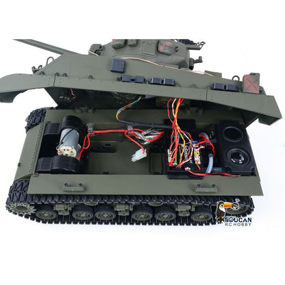 TOUCAN RC HOBBY HHRC Sherman M4A3 1/16 RC Tank Upgraded Side Skirts Infrared System Barrel Elevation Smoke Unit Metal Chassis Gearbox 360 Degrees Turret
