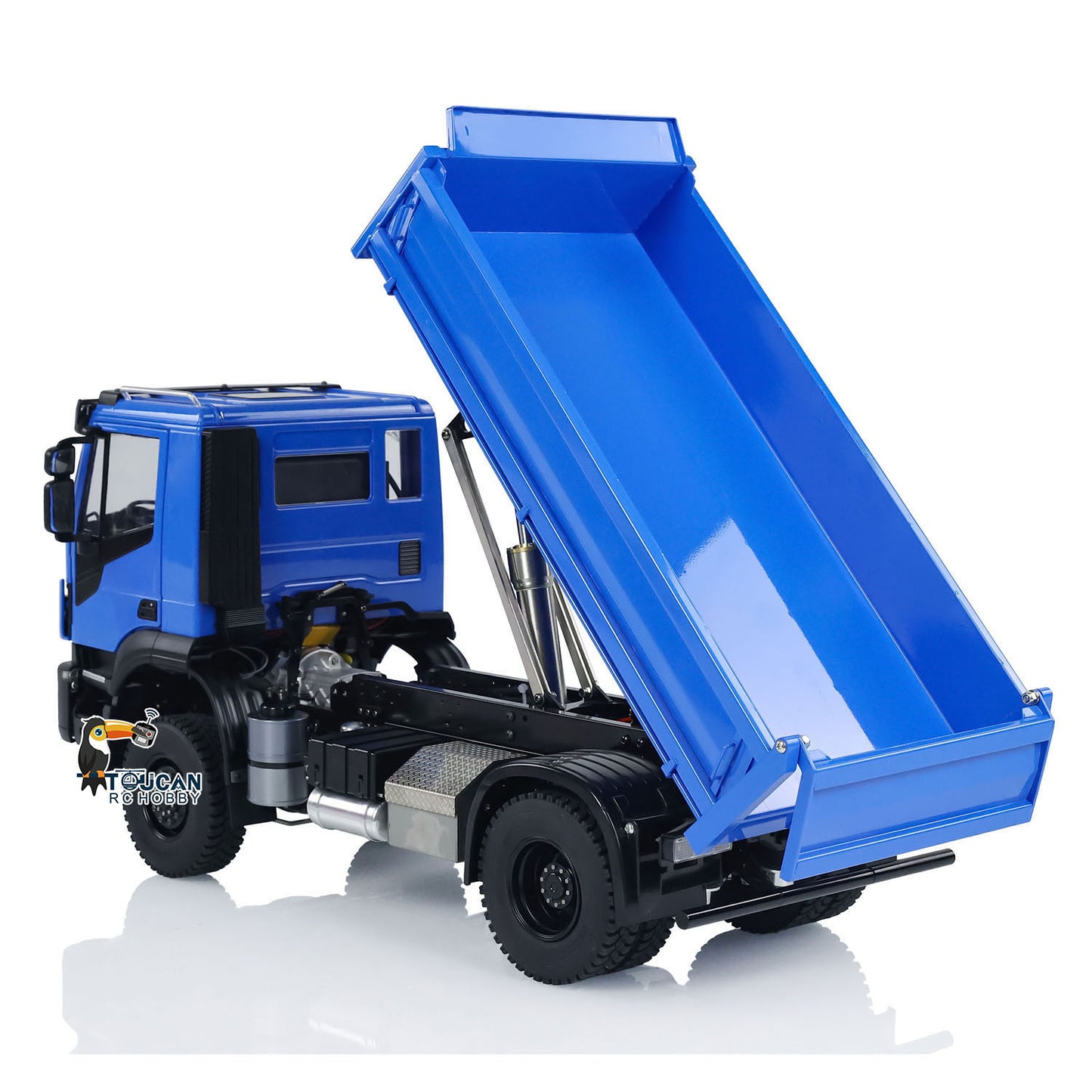 Metal 1/14 4x4 RC Hydraulic Dump Truck Customized Radio Control Tipper Car Simulation Model FlySky I6S Assembled and Painted