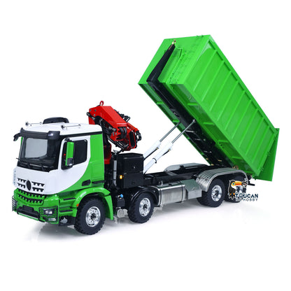 Metal LESU 1/14 RC Hydraulic Crane Dump Truck 8x8 RTR Car 3348 Dumper Waste Bin PL18EV Remote Controller Vehicle 2-Speed Gearbox