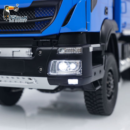 MODO 1/14 Metal 4x4 RC Hydraulic Dump Truck PNP Tipper Vehicle FlySky ST8 Controller Light Sound System Optional Spotlight Snow Blade for Construction Model Collectors