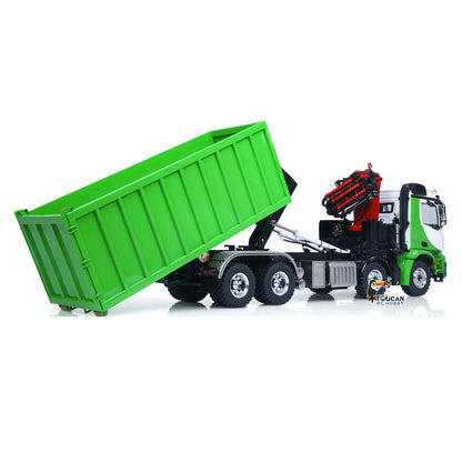 Metal LESU 1/14 RC Hydraulic Crane Dump Truck 8x8 RTR Car 3348 Dumper Waste Bin PL18EV Remote Controller Vehicle 2-Speed Gearbox
