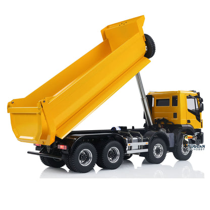 1/14 8x8 Metal Hydraulic RC Dump Truck Remote Control Tipper Car Sound Lights Assembled Painted Model ESC Motor Servo