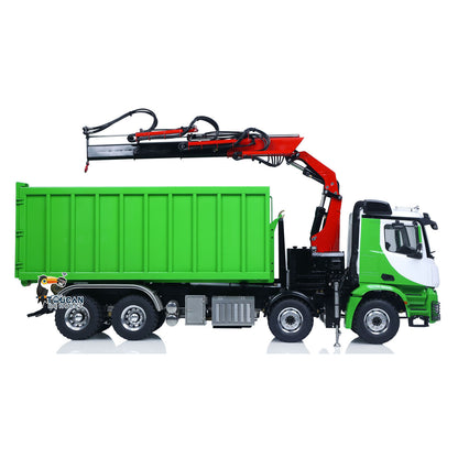 Metal LESU 1/14 RC Hydraulic Crane Dump Truck 8x8 RTR Car 3348 Dumper Waste Bin PL18EV Remote Controller Vehicle 2-Speed Gearbox