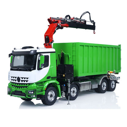 Metal LESU 1/14 RC Hydraulic Crane Dump Truck 8x8 RTR Car 3348 Dumper Waste Bin PL18EV Remote Controller Vehicle 2-Speed Gearbox