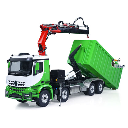 Metal LESU 1/14 RC Hydraulic Crane Dump Truck 8x8 RTR Car 3348 Dumper Waste Bin PL18EV Remote Controller Vehicle 2-Speed Gearbox