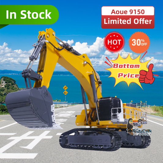 SURPRISE SPECIAL OFFER USED 1/14 LESU AOUE 9150 RC Hydraulic Double Pump Excavator Light System Heavy Backhoe Shovel Painted Car