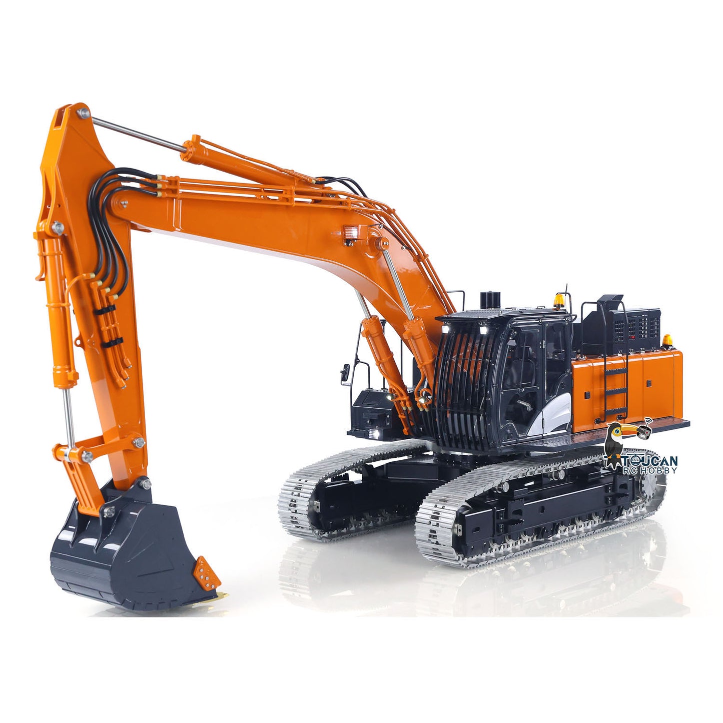 US Stock LESU 1/14 RC Hydraulic Excavator Model Aoue ZX490 Metal Remote Control Heavy Digger Car 6CH Valve Light 6CH Electrical Slip Ring