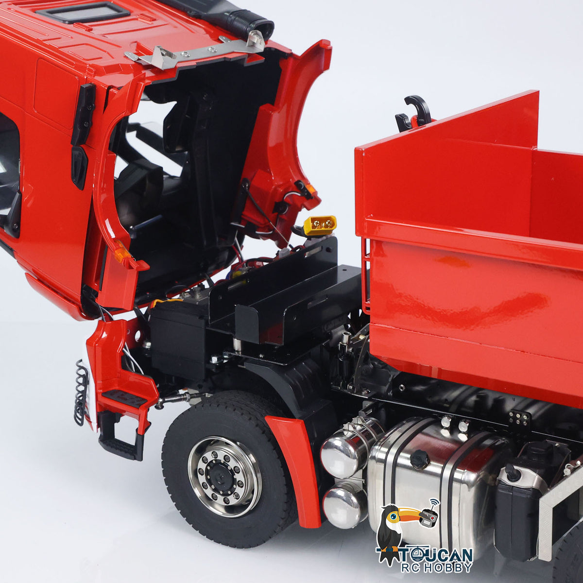 TOUCAN RC HOBBY LXY 1/14 8x8 RC Hydraulic Roll On Off Full Dump Truck Remote Control Dumper Car Simulation Model PNP Version Light Sound System