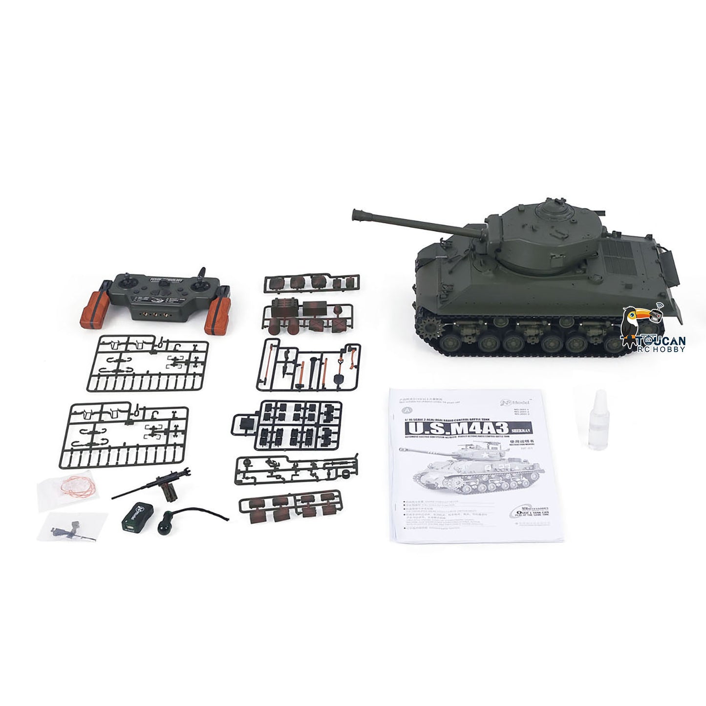 US Stock 1/16 Remote Control Tank Sherman M4A3 E8 Fury Edition IR BB Barrel Elevation Smoke Unit Metal Chassis Road Wheels 360 Rotation