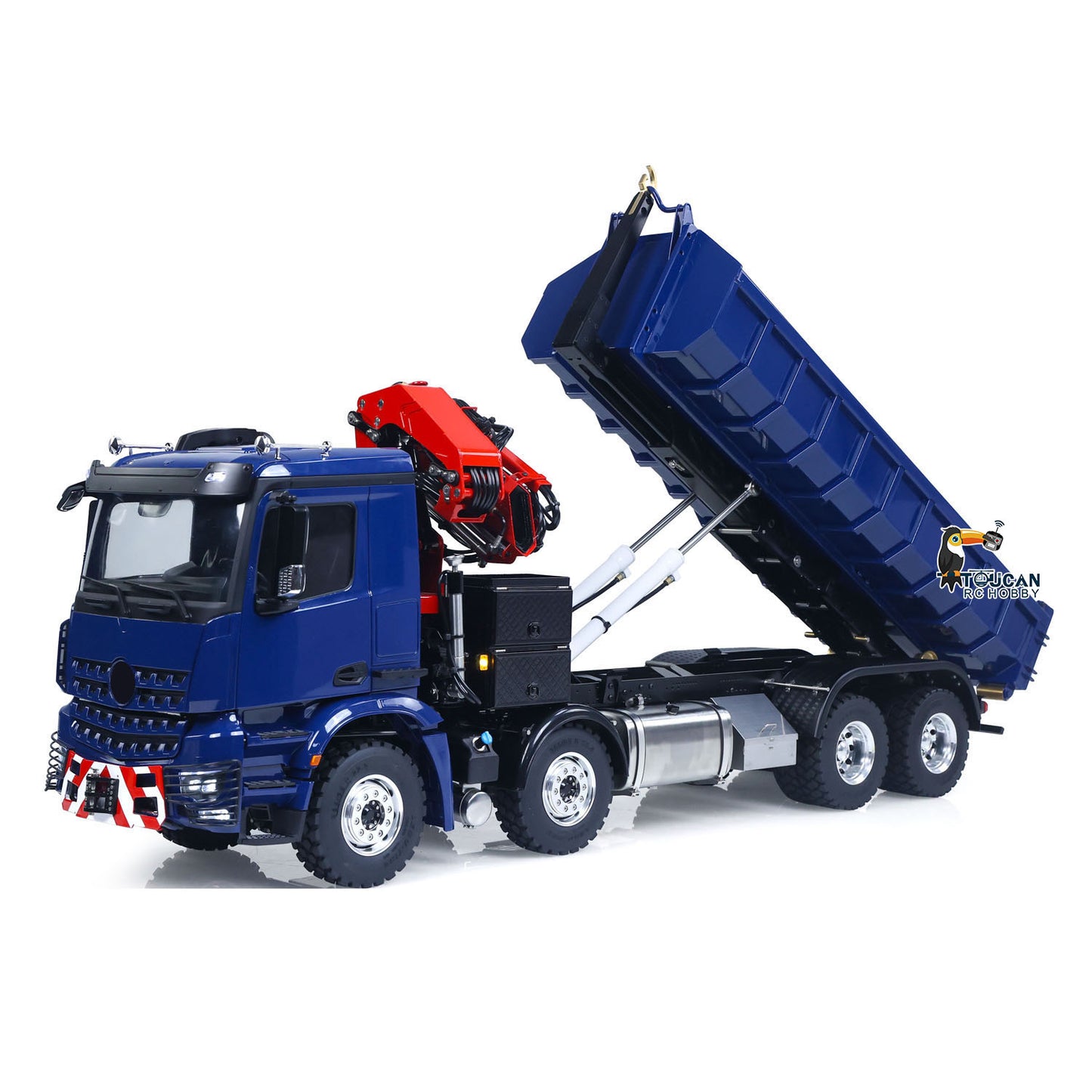 1/14 LESU RC 8x8 RTR Painted and Assembled Metal Hydraulic Crane Dumper Tipper Truck Sound Light System ECS Motor