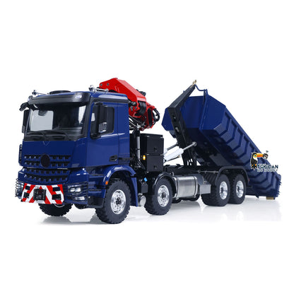 1/14 LESU RC 8x8 RTR Painted and Assembled Metal Hydraulic Crane Dumper Tipper Truck Sound Light System ECS Motor