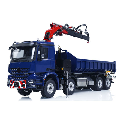 1/14 LESU RC 8x8 RTR Painted and Assembled Metal Hydraulic Crane Dumper Tipper Truck Sound Light System ECS Motor