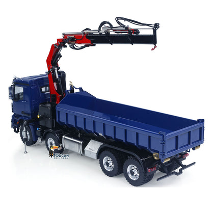1/14 LESU RC 8x8 RTR Painted and Assembled Metal Hydraulic Crane Dumper Tipper Truck Sound Light System ECS Motor